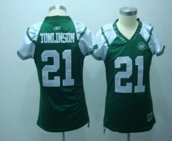 Jets #21 LaDainian Tomlinson Green Women's Field Flirt Stitched NFL Jersey